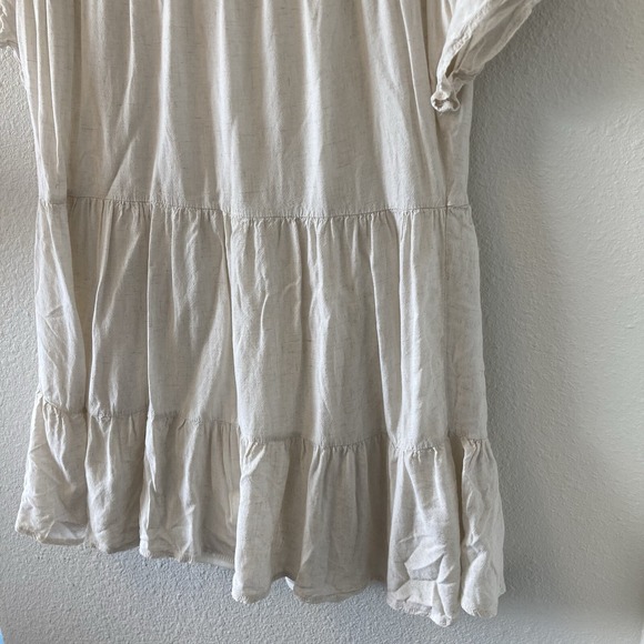 Roolee Babydoll Dress Size XS Tiered Mini Dress Beige Short Sleeve Cottagecore - Picture 7 of 15
